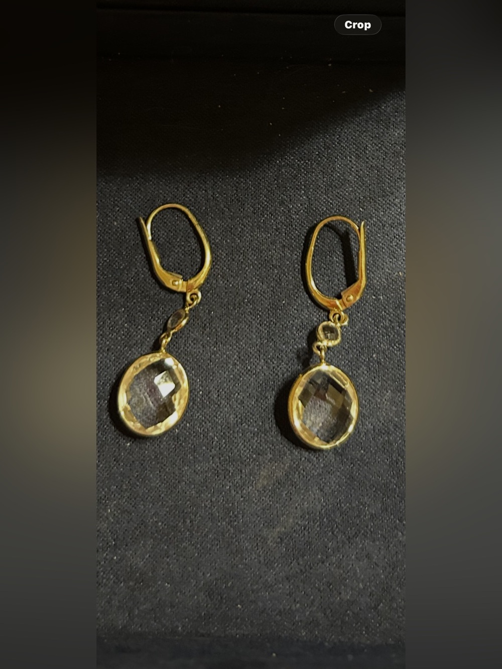 14k yellow Gold colorless Topaz Dangle Earrings - with Certificate